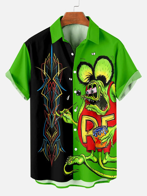 Men's Cartoon Funny Graphic Short Sleeve Hawaiian Shirt